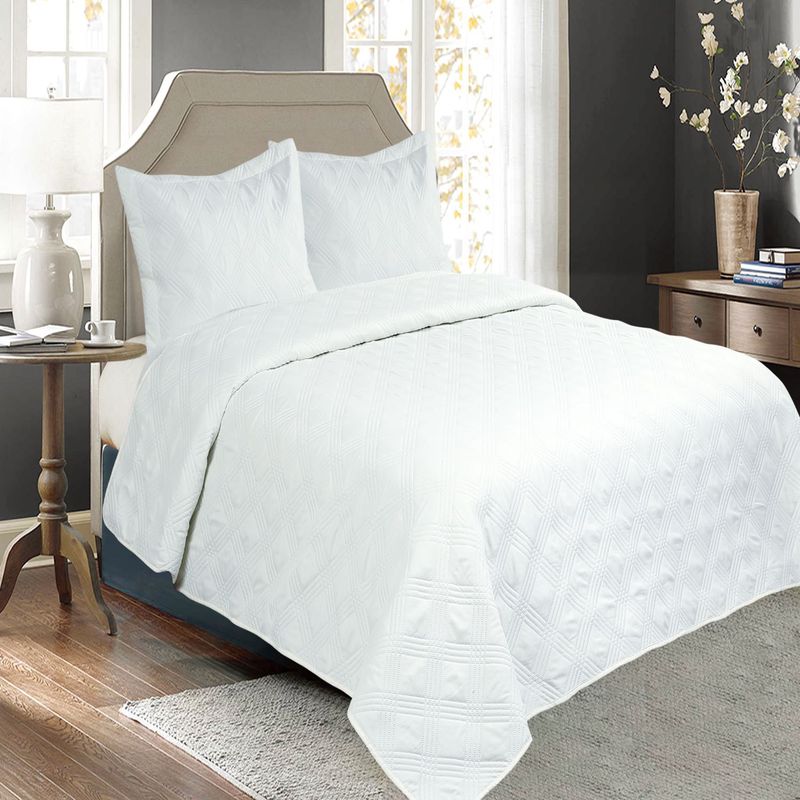 GENERICO - Cubrecama Quilt Cobertor de Verano 1.5 Plazas D4 Blanco