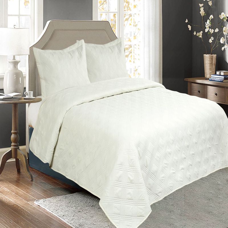 GENERICO - Cubrecama Quilt Cobertor de Verano 1.5 Plazas D4 Natural