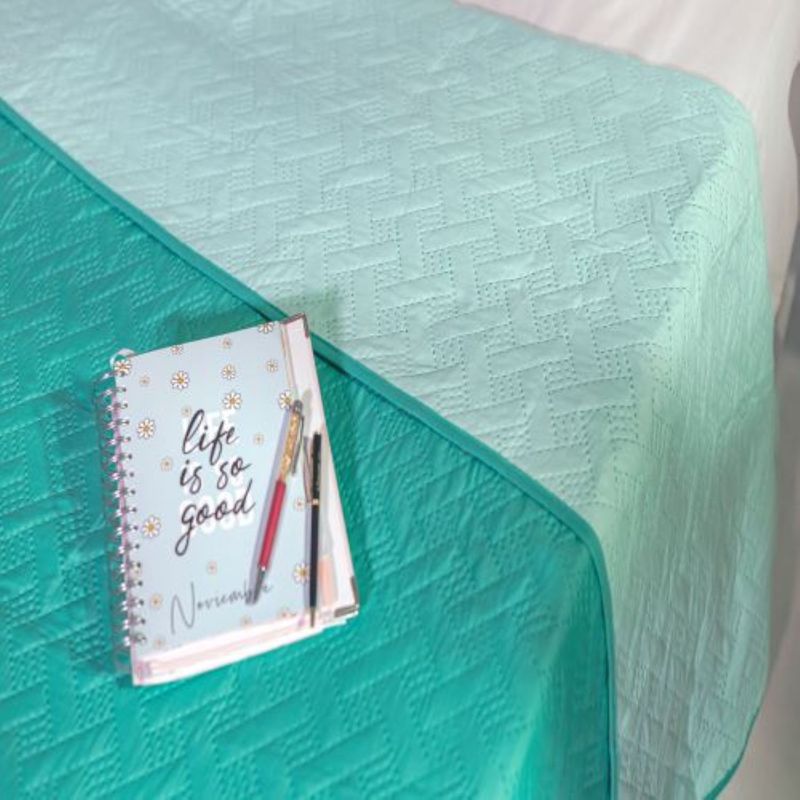 GENERICO - Cubrecama Quilt 2 Plazas Bicolor Cobertor de Verano Reversible Aqua