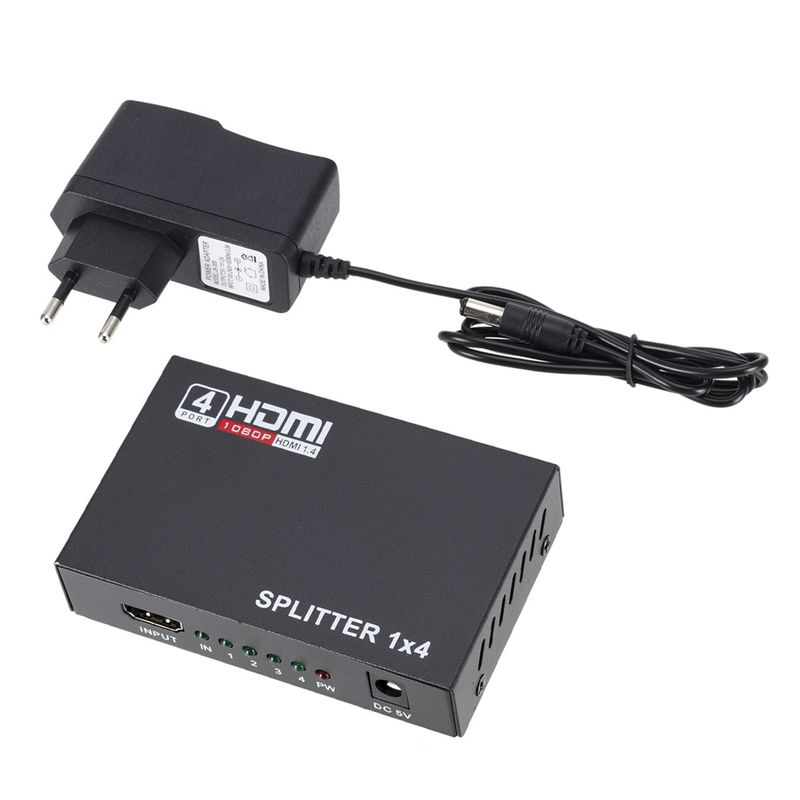 GENERICO - Splitter Hdmi 1x4 Activo 1.4 Full-hd 1080p Soporta 3d 4k