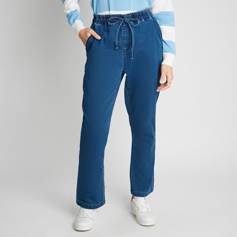 CURVI - Jeans Calce Jogger  Con Pretina Elasticada Mujer Curvi