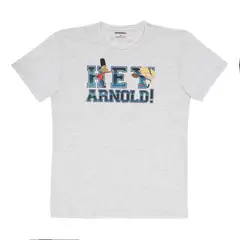 NICKELODEON - POLERA MANGA CORTA HEY ARNOLD GRIS MELANGE