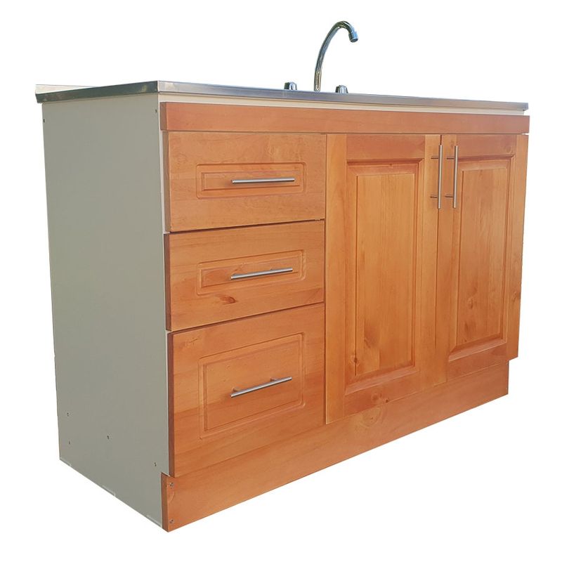 MUEBLES RIO TOLTEN - kit lavaplatos de melamina con frente de madera 120 cm de ancho