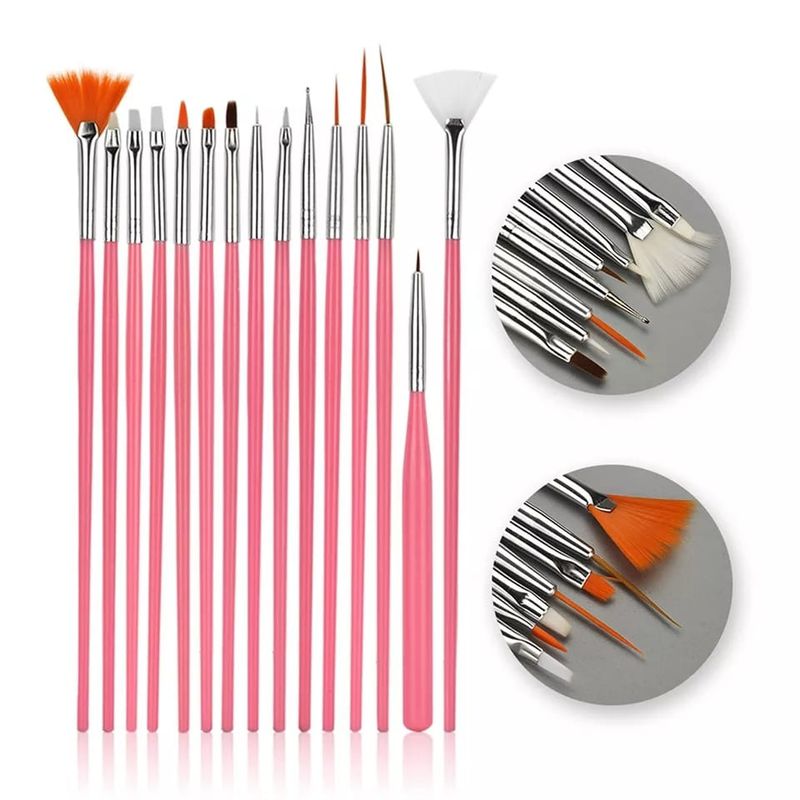BLUUM - Set 15 Pinceles Para Diseños Nail Art Manicure