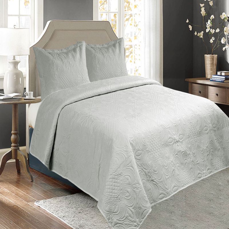 GENERICO - Cubrecama Quilt Cobertor de Verano King D3 Gris