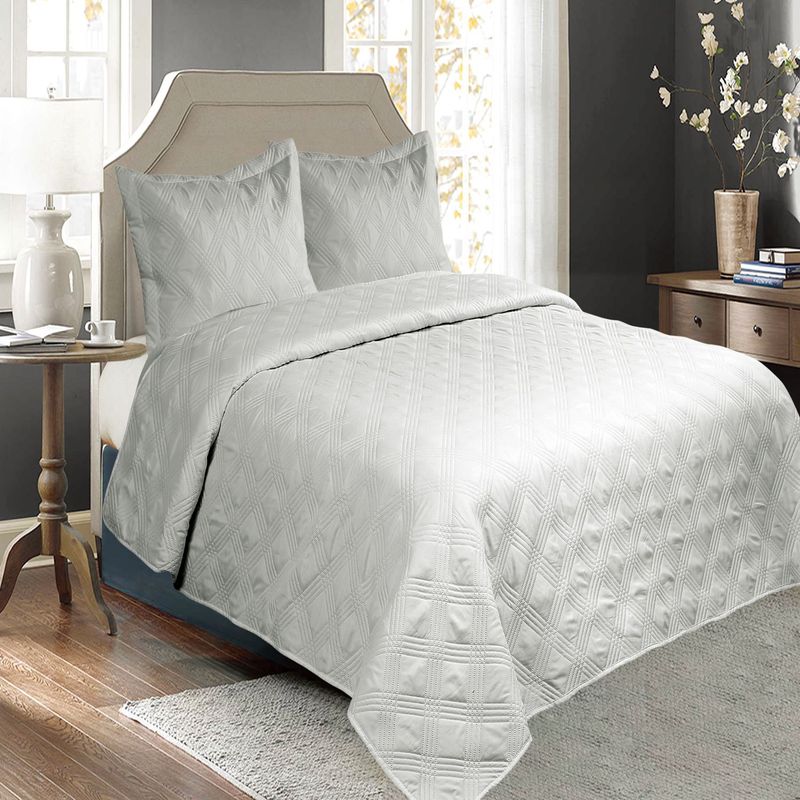 GENERICO - Cubrecama Quilt Cobertor de Verano 1.5 Plazas D4 Gris