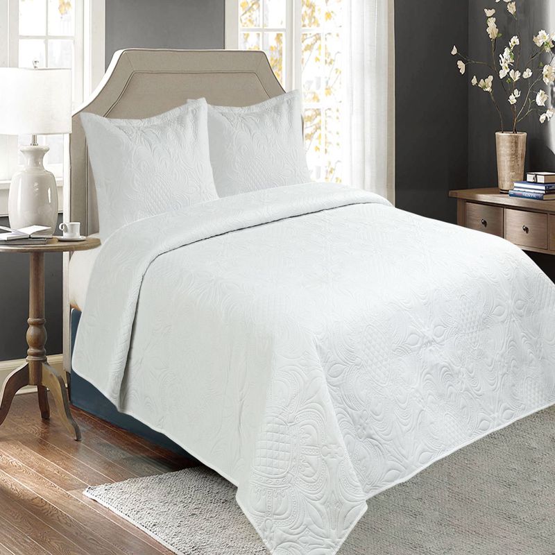 GENERICO - Cubrecama Quilt Cobertor de Verano 1.5 Plazas D3 Blanco