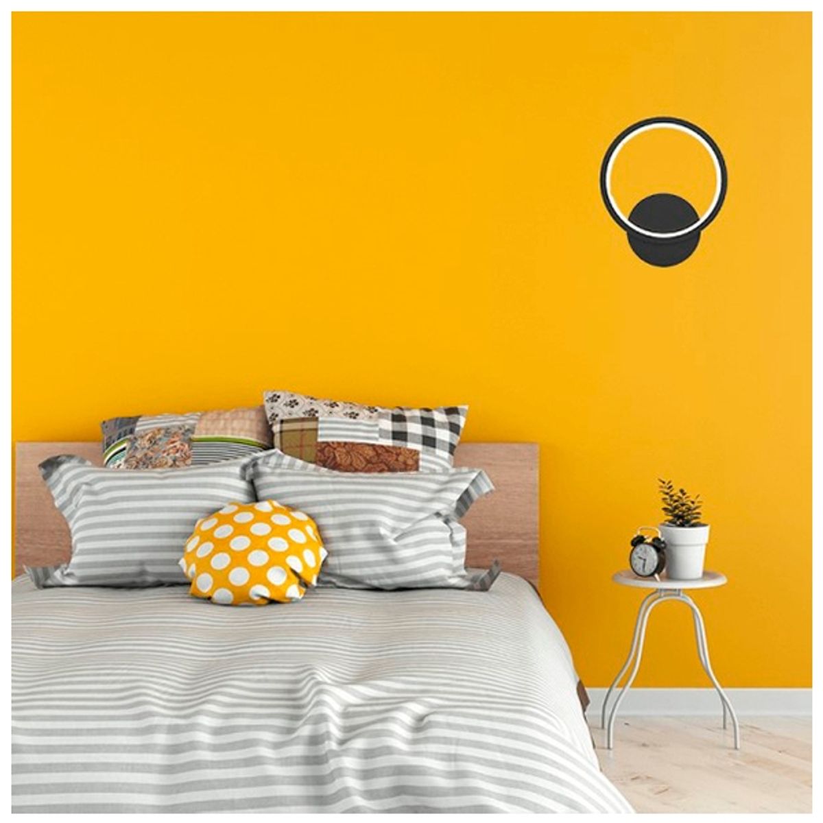 GENERICO - Aplique De Pared Negro Metalico Led 10w Luz Calida Redondo