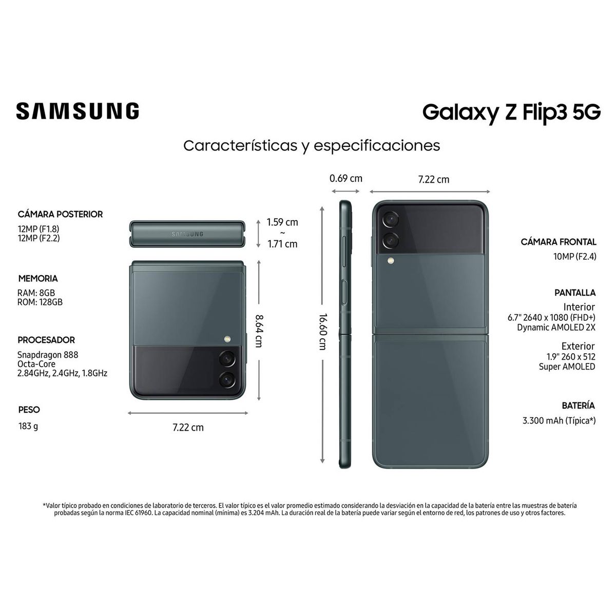 SAMSUNG - Samsung Galaxy Z Flip3 5G 128GB - Reacondicionado - Verde