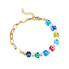 GENERICO - Pulsera Mujer Acero Quirúrgico Ojo Turco Colores