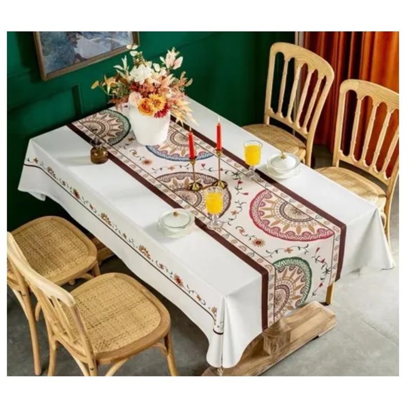 GENERICO - Mantel Antimanchas Mandalas Coffe Colors 140 X 220 Cm Rectangular