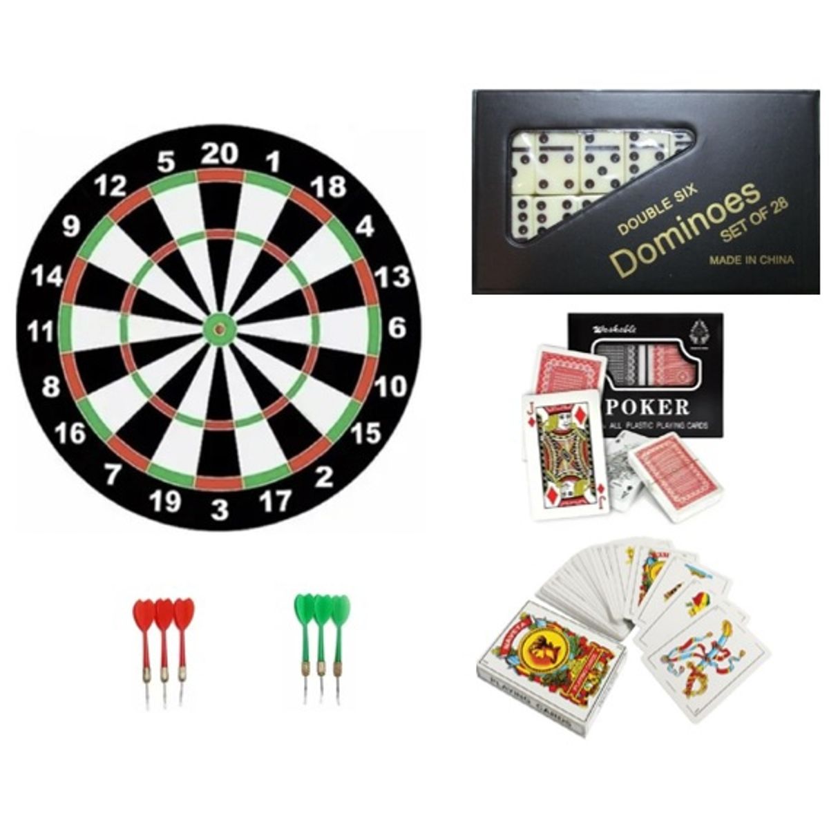 GENERICO - Pack tiro de dardos Naipe Español Naipe Ingles y Dominó