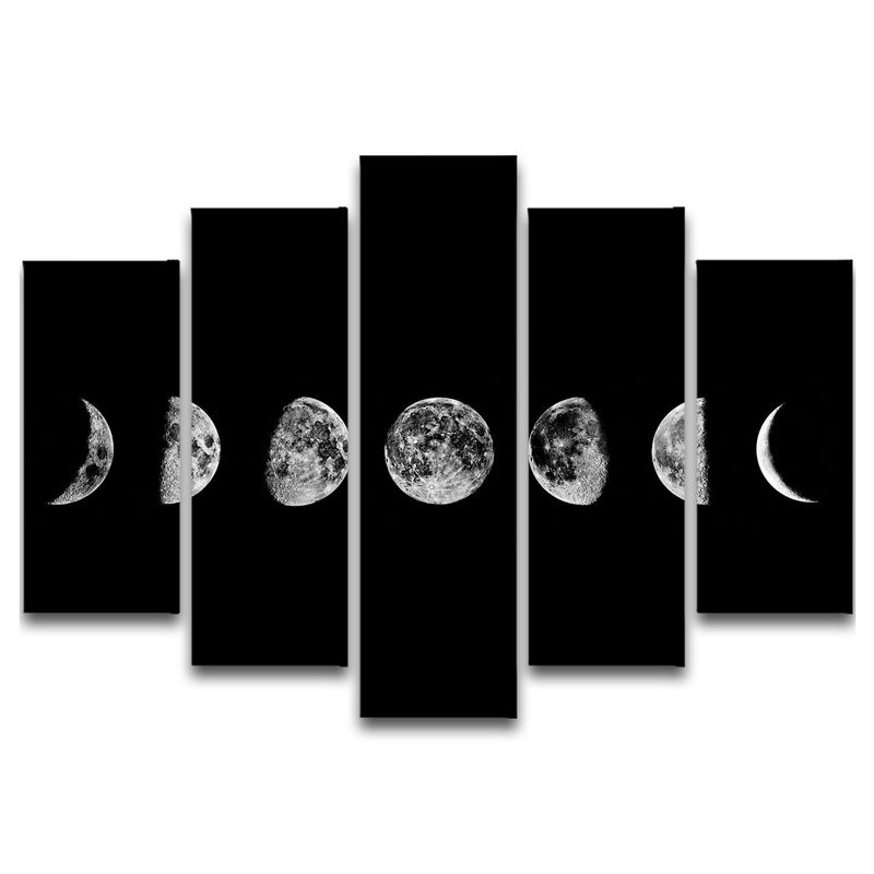 GENERICO - Cuadro 5 Piezas 110x80 Cm Fases Luna 2 - Nelestore.