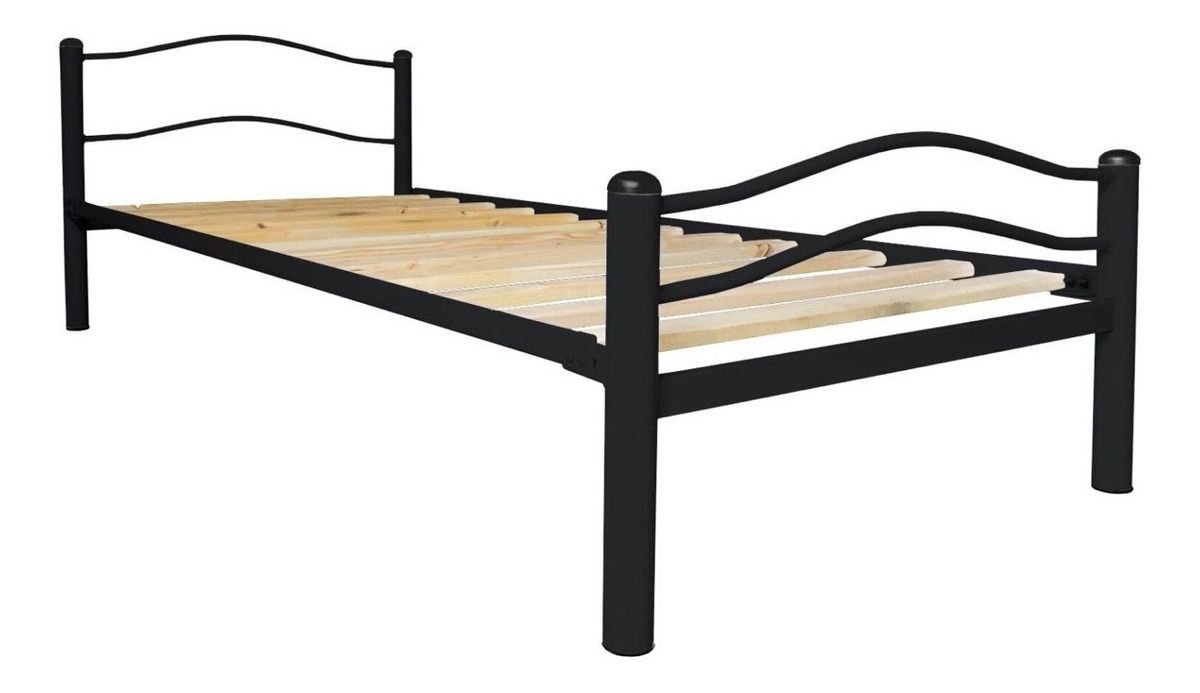 Cama Metalica Wind 1.5 Plaza Negro