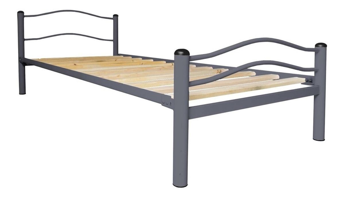 Cama Metalica Wind 1.5 Plaza Grafito.
