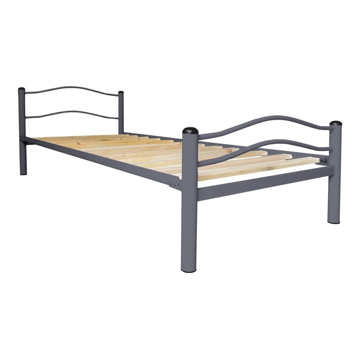 FUTONES Y MUEBLES - Cama Metálica Wind 1.5  Plaza Grafito.