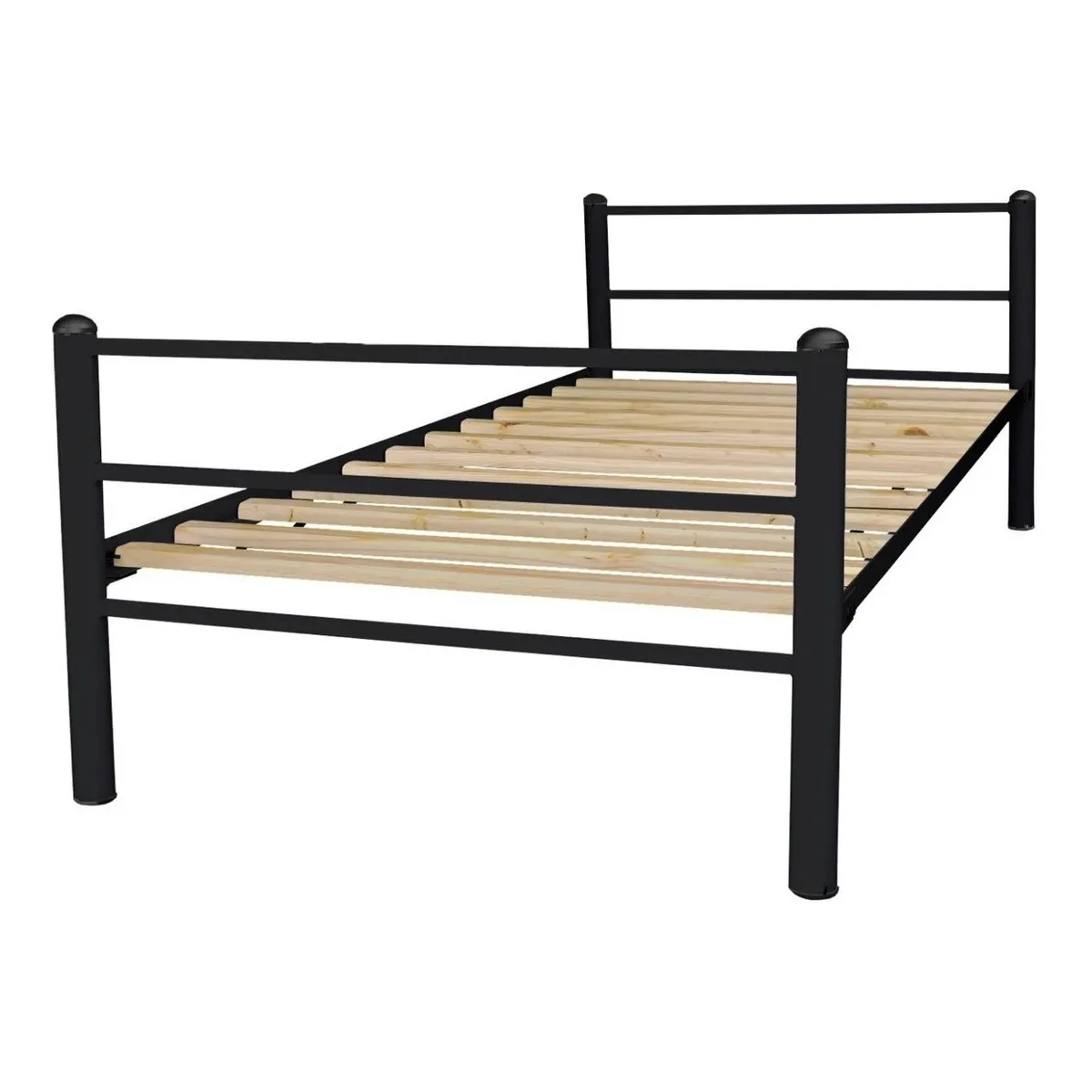 FUTONES Y MUEBLES - Cama Metálica 1.5 Plaza Negro.