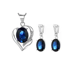 GENERICO - Joya Conjunto Aros Colgante Cadena Plata 925 Corazón Mujer