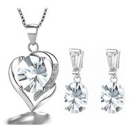 Joya Conjunto Aros Colgante Cadena Plata 925 Corazón Mujer