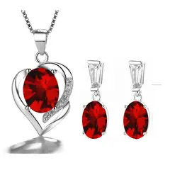 GENERICO - Joya Conjunto Aros Colgante Cadena Plata 925 Corazón Mujer