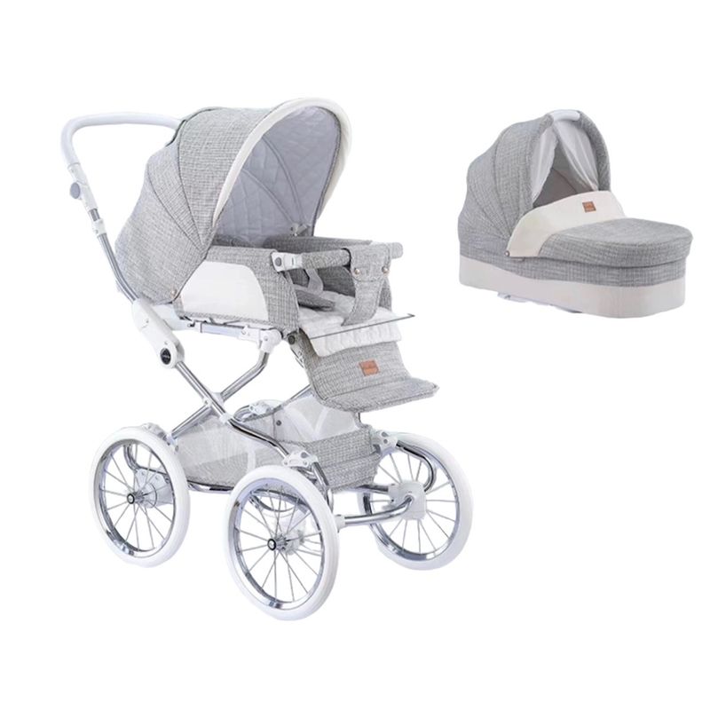 LUBABYCAS - Coche Lujoso Royal De Coolbaby 2 Piezas Gris By Lubabycas