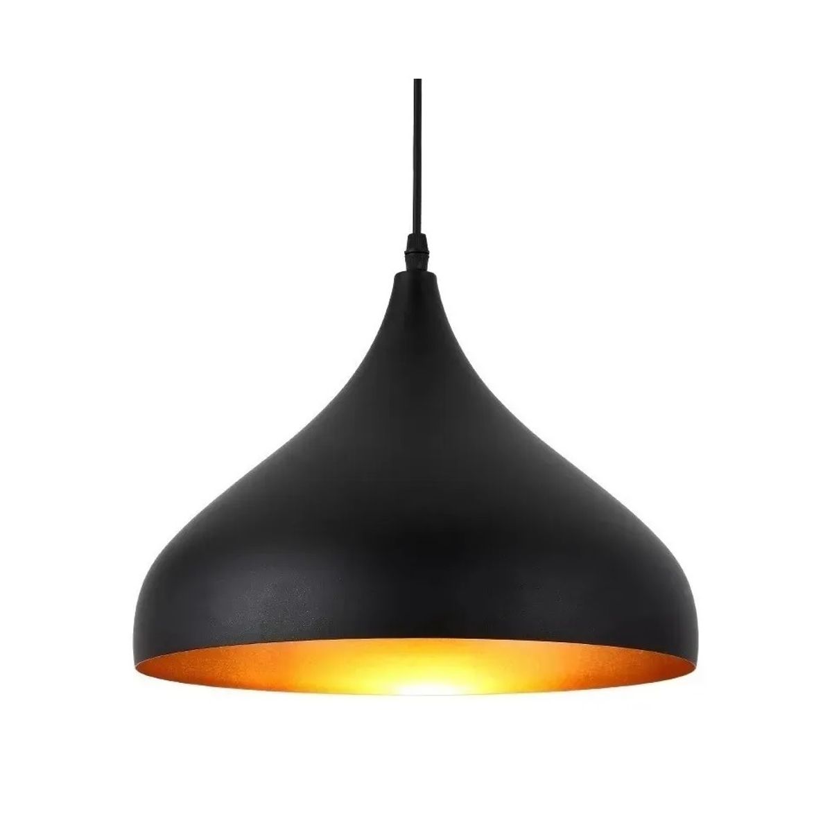 GENERICO - Lámpara Tipo Campana Color Negro Con Interior Dorado