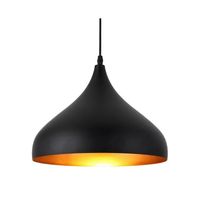 Lámpara Tipo Campana Color Negro Con Interior Dorado