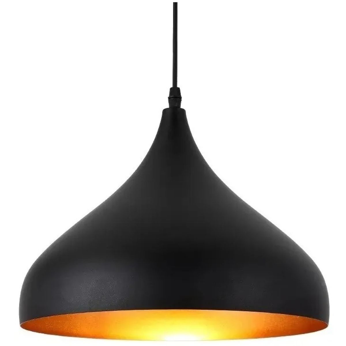 GENERICO - Lámpara Tipo Campana Color Negro Con Interior Dorado