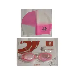 GENERICO - Set de natación rosado gorro lentes tapones y clip