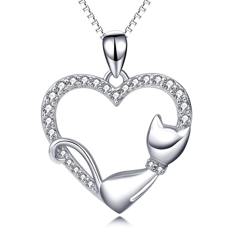 GENERICO - Collar gato plata 925 mujer regalo gatito
