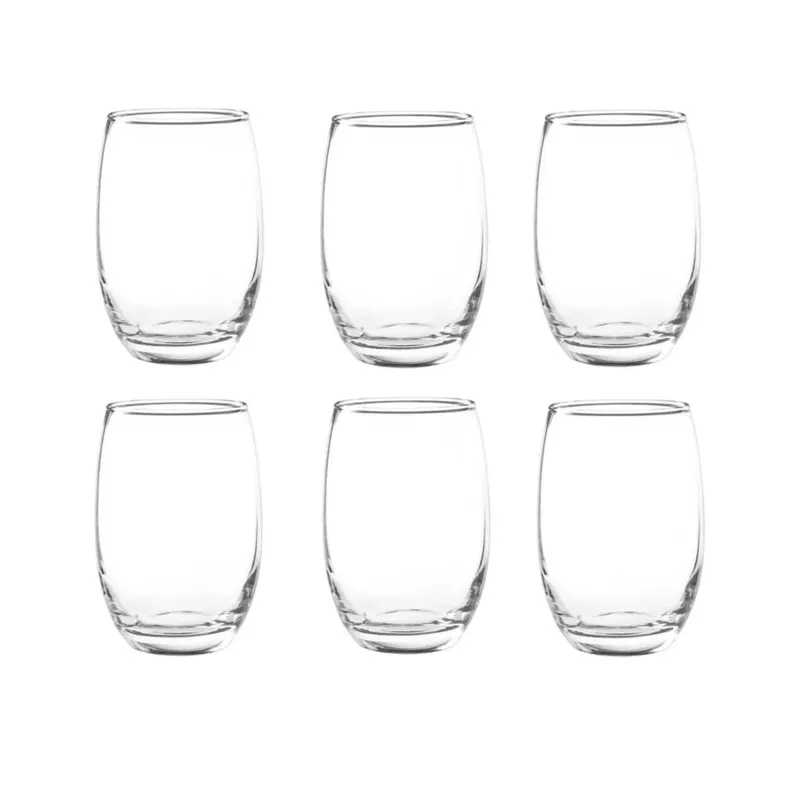 GENERICO - Set 6 Vasos Altos Vidrio Mikonos Cocina 460cc.