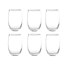 GENERICO - Set 6 Vasos Altos Vidrio Mikonos Cocina 460cc
