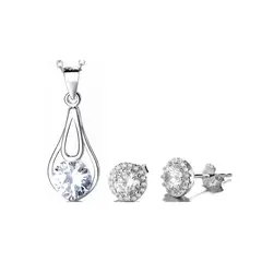 GENERICO - Joya Conjunto Colgante Cadena Aros Plata 925 Mujer Gota