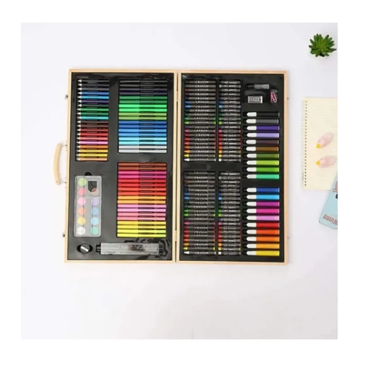 ESHOPANGIE - Set De Arte 180 Pcs Lapices Para Colorear Maleta De Madera