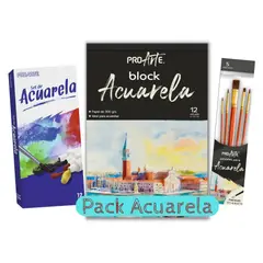PROARTE - Super Pack Acuarela, 12 Tubos, 5 Pinceles y 1 Block