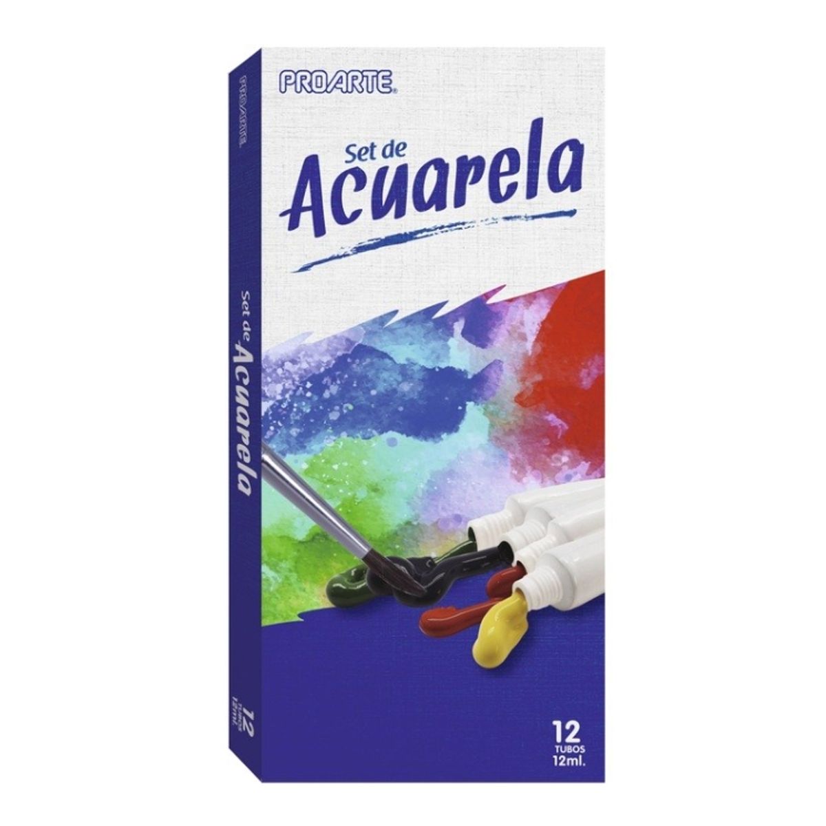 PROARTE - Super Pack Acuarela, 12 Tubos, 5 Pinceles y 1 Block