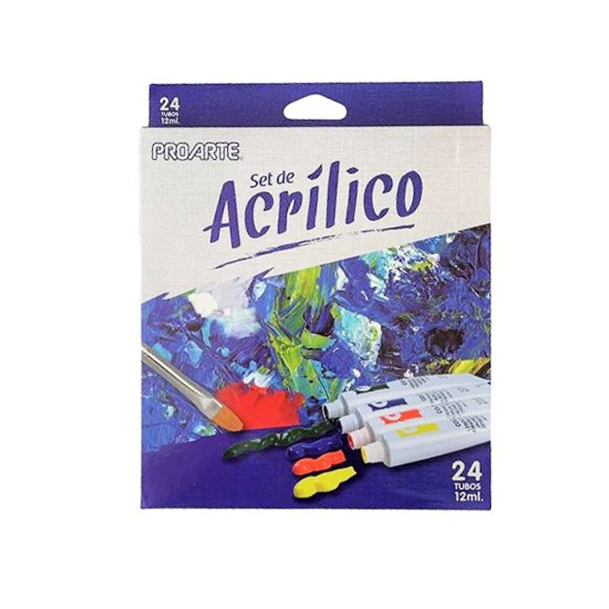 PROARTE - Super Pack Acrílico, 24 Tubos, 5 Pinceles y 1 Block