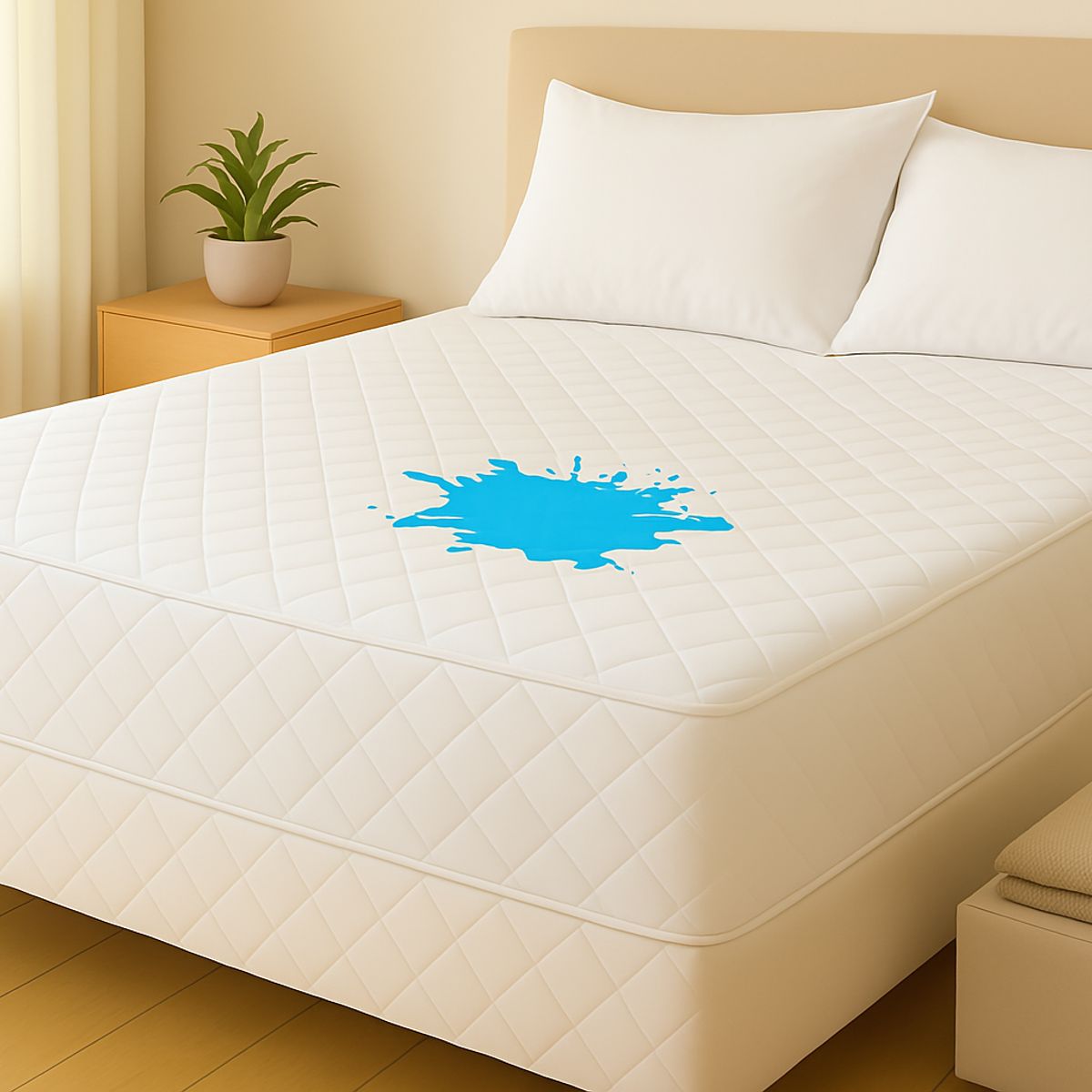 GENERICO - Cubrecolchon 2 Plazas 100% Impermeable Mas Fundas Almohadas Blanco