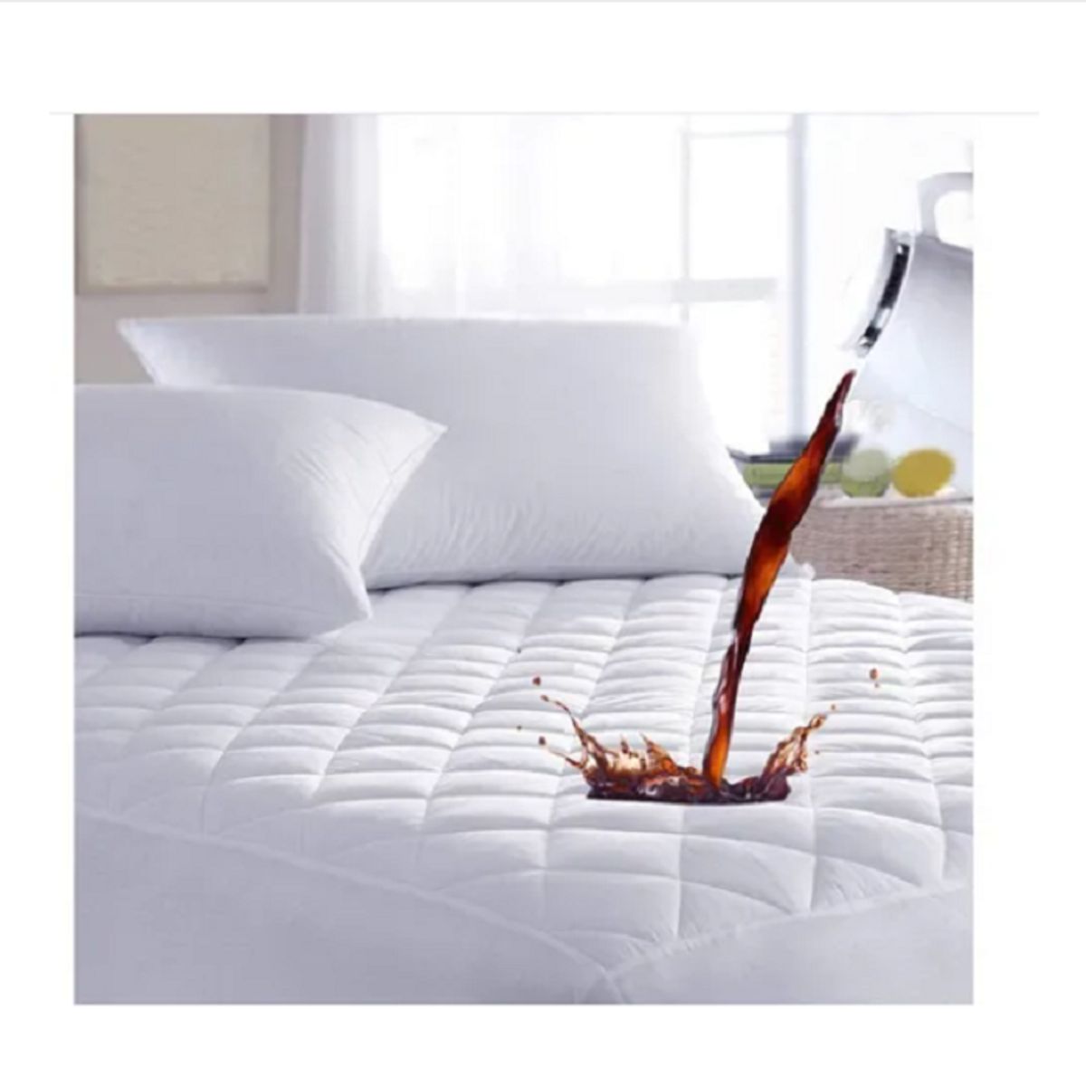 GENERICO - Cubrecolchon 2 Plazas 100% Impermeable Mas Fundas Almohadas Blanco