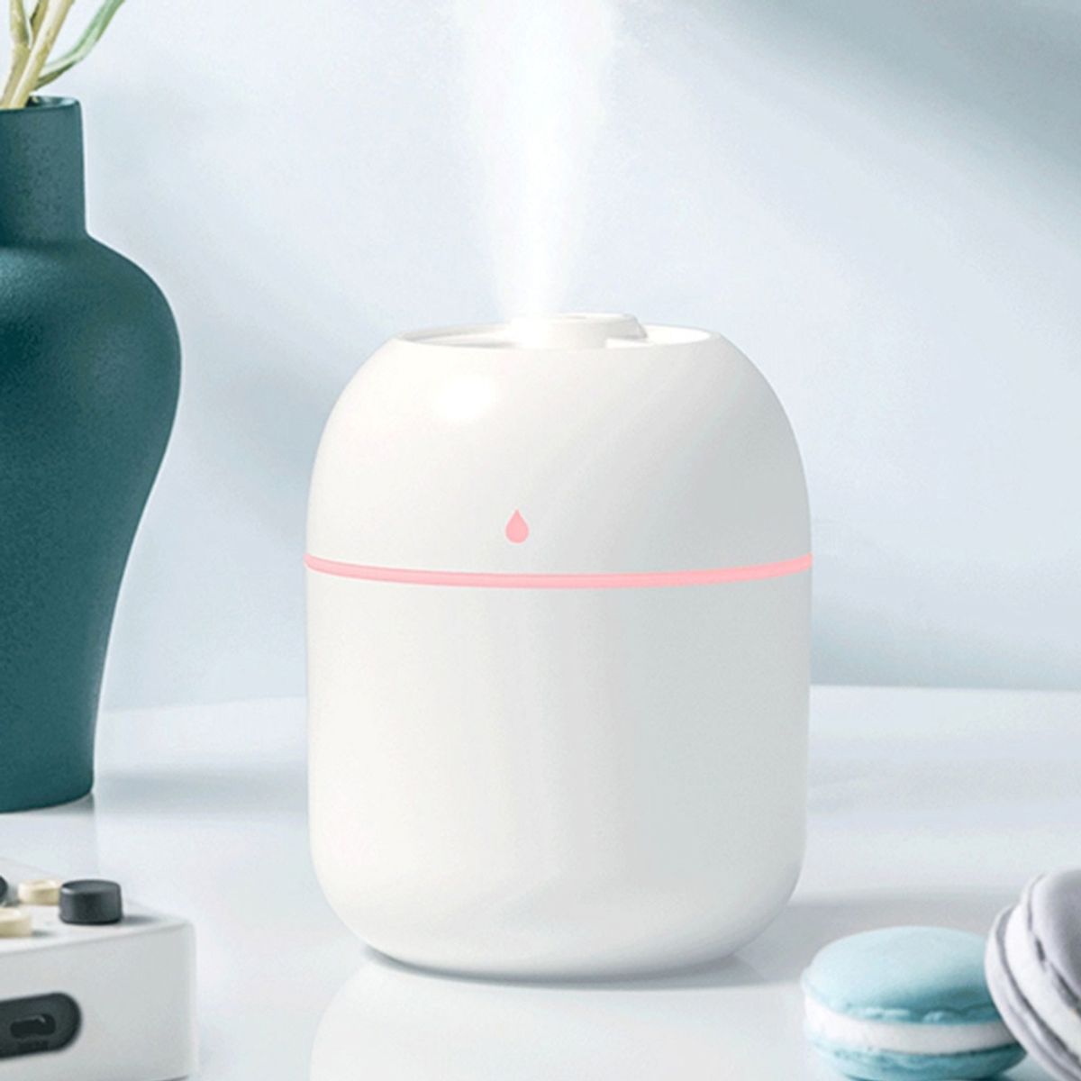 GENERICO - Difusor Humidificador Aire Ambiente Color Blanco luz led