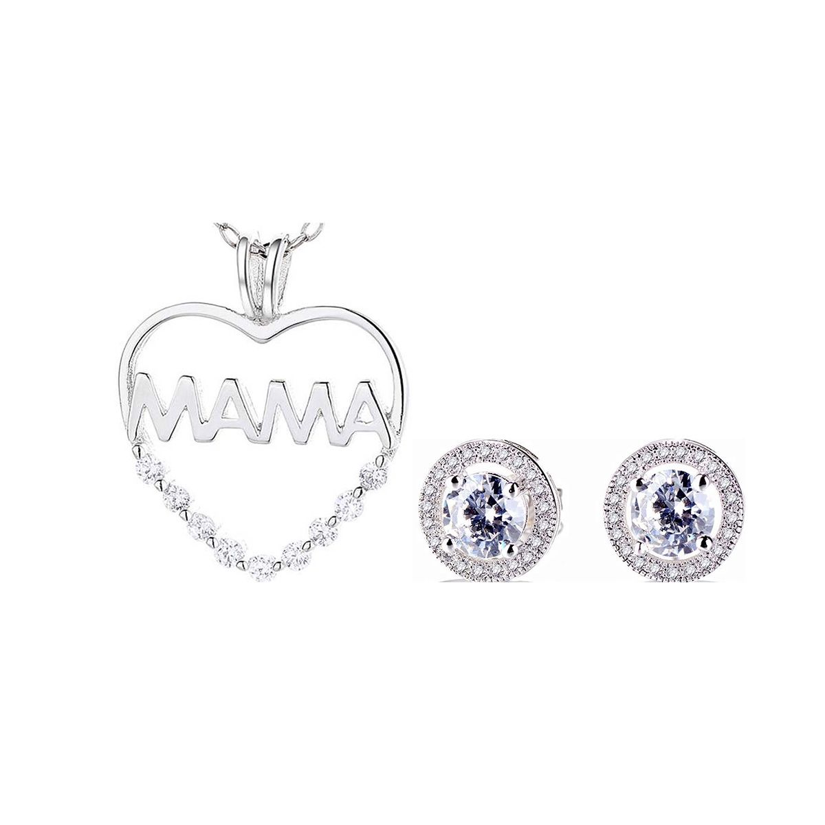 GENERICO - Joya Conjunto Plata 925 Colgante Cadena Aros Mamá Mujer