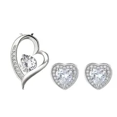 GENERICO - Joya Conjunto Plata 925 Colgante Cadena Aros Corazón Mujer.