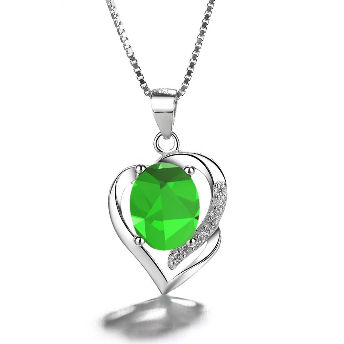 GENERICO - Collar Con Colgante Plata 925 Corazón Circón Azul Elegante Joya Mujer