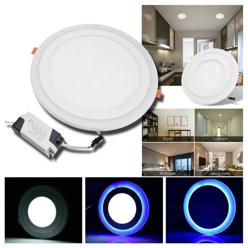 GENERICO - Foco Panel Plafón Led Bicolor Embutido 6w  3w Redondo 003102