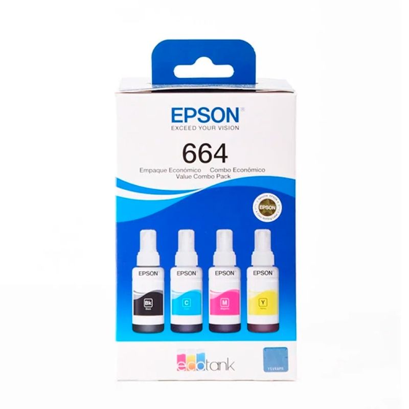 EPSON - Pack de 4 tintas Epson T664 Negro + Colores (T664520-4P) - Multicolor