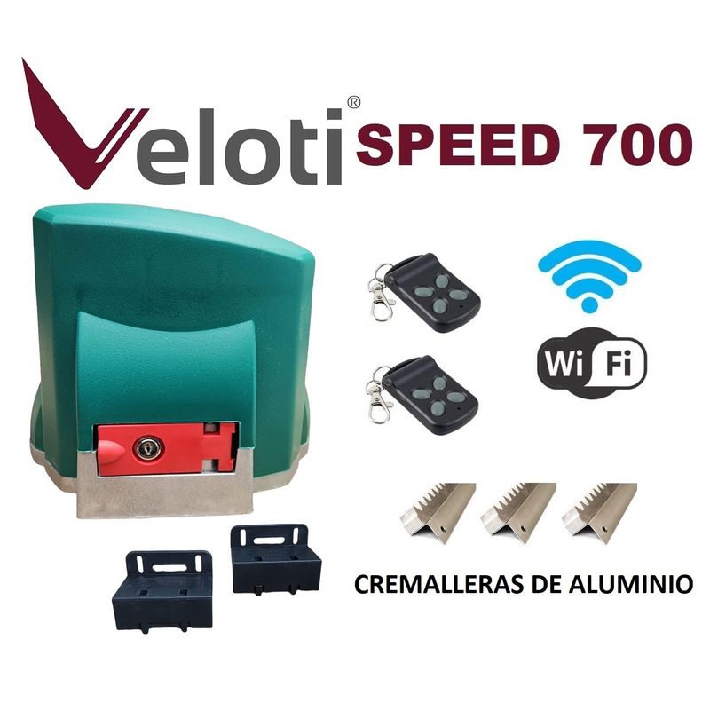 VELOTI - Kit Portón Eléctrico Veloti Speed 700 KG. Con Central WIFI