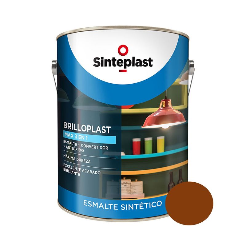 SINTEPLAST - Pintura Triple Acción Anticorrosivo Convertidor Esmalte Marrón 4 LT