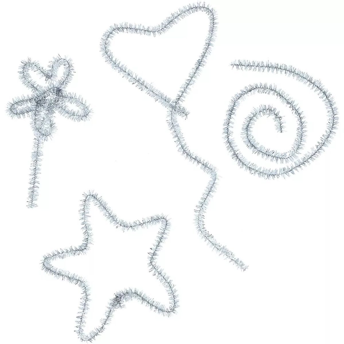 GENERICO - Limpiapipa metalizado Plateado 100 undiades 6mm x 30cm