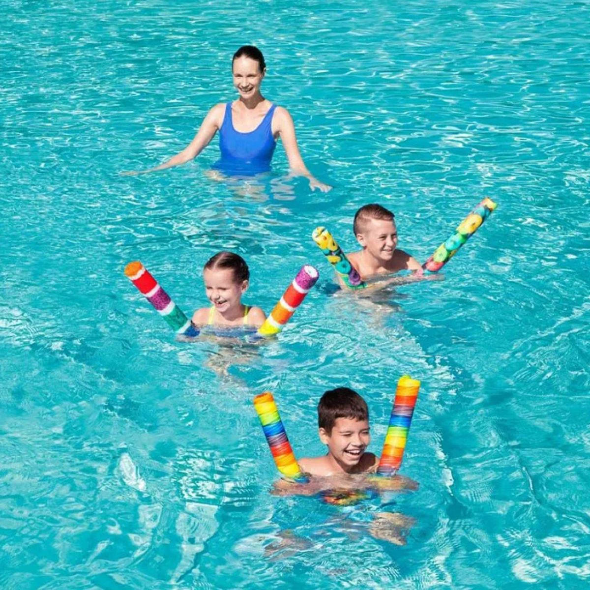 BESTWAY - TUBO FLOTADOR TALLARÍN DE PISCINA CON DISEÑO RAINBOW 1.22 M – BESTWAY