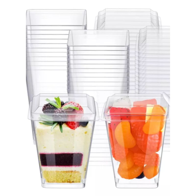 GENERICO - Vaso O Pocillo Acrílico 150ml Con tapa X 50 Unidades.